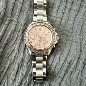 Michael Kors Silver and Rose Gold Women's Watch